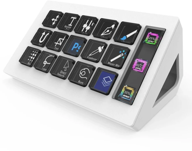 StreamDeck 미니 비주얼 키보드 LCD 단추 15 라이브 컨텐츠 제작 컨트롤러 사용자 정의 윈도우 맥OS, 01 WHITE
