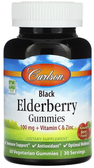칼슨 블랙 엘더베리 100mg 구미젤리 Black Elderberry 베리맛 60개, 60정, 1개 - 쿠팡