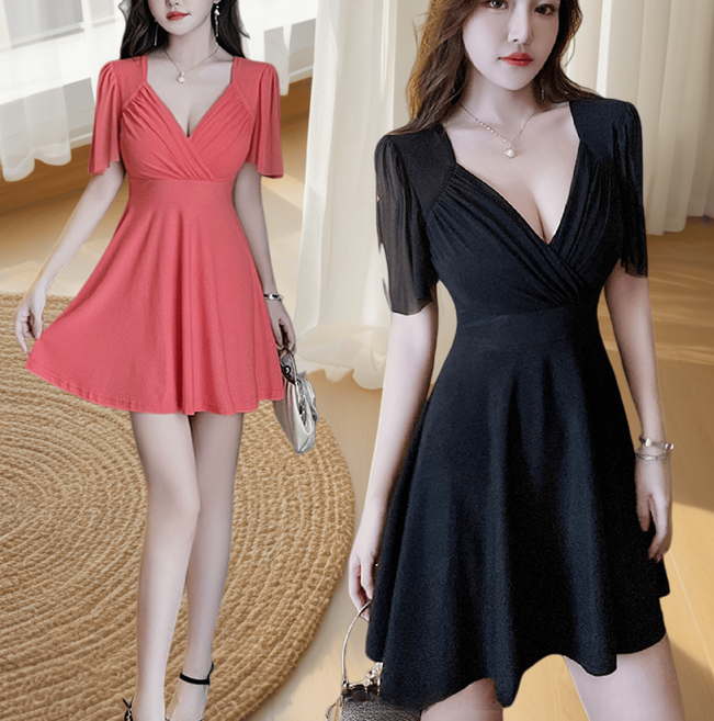 JQS 홀복 2XL 배가림 A자 섹시원피스 2383 슬림플레어 데이트룩 모임룩