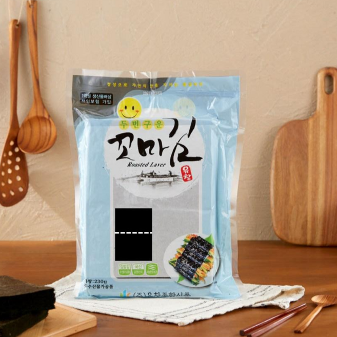 유창김 본사 두번구운 꼬마김 (2절 가로) 200매 230g 1봉, 1개
