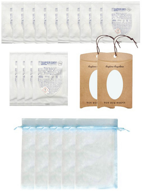 슈퍼드라이 옷장 겨울의류 습기 냄새 관리 제습제 전용파우치 행잉박스 포함 세트, 1세트, 200g
