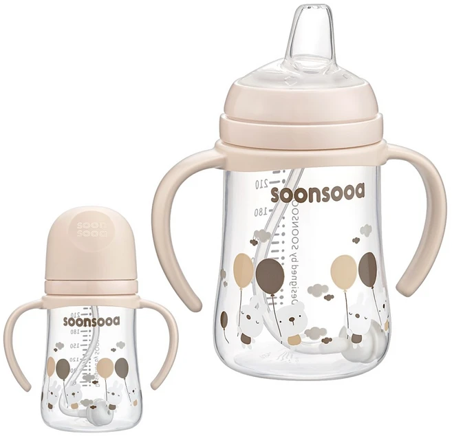 순수아 베이직 스파우트컵 추 빨대 240ml, 1개, 베이지 - 쿠팡