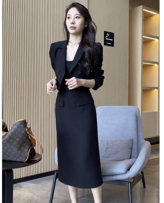 여성용 패션 정장 세트 봄 여름 솔리드 슬림핏 정장 코트 패션 정장 스커트 기질 오피스룩 투피스 YMY