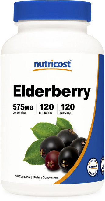nutricost 接骨木莓 575mg 膠囊, 120錠, 1個