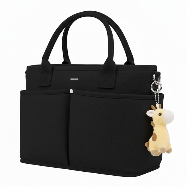 베베슬 가벼운 방수 아기 기저귀가방 멀티포켓, 블랙