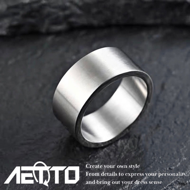 AETTO 韓版寬面 鈦鋼 簡約百搭 個性風 素圈 男女可戴 男生飾品