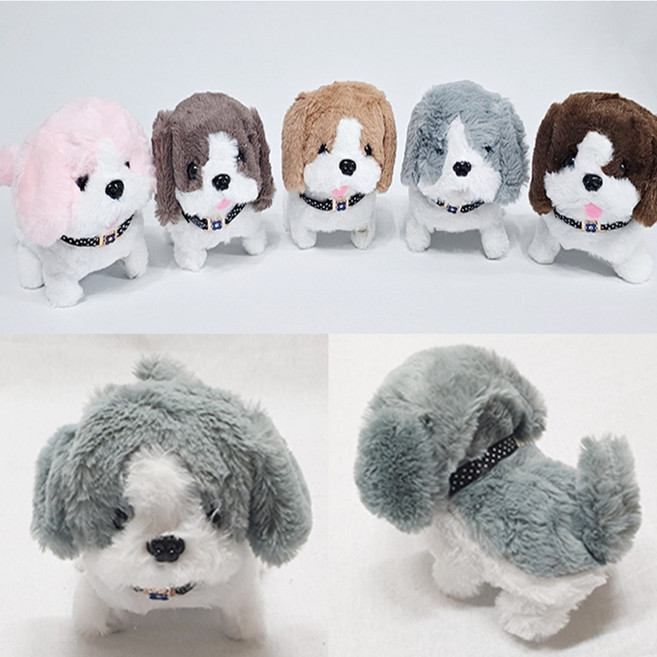 몽글이강아지인형 강아지인형 작동동물인형-건전지포함, 몽글이펫-핑크, 1개, 15cm