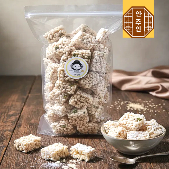 땅콩쌀강정 튀밥 오란다 조청 전통과자 오꼬시 민속 명절, 1개, 500g