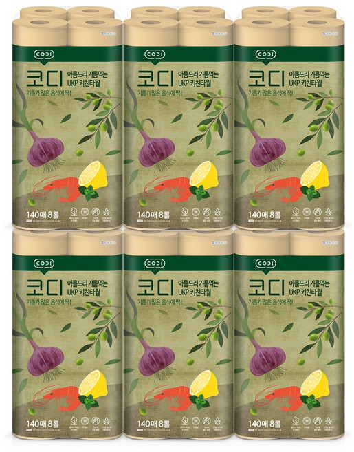 코디 키친타올 기름먹는 140매 X 8롤 6개