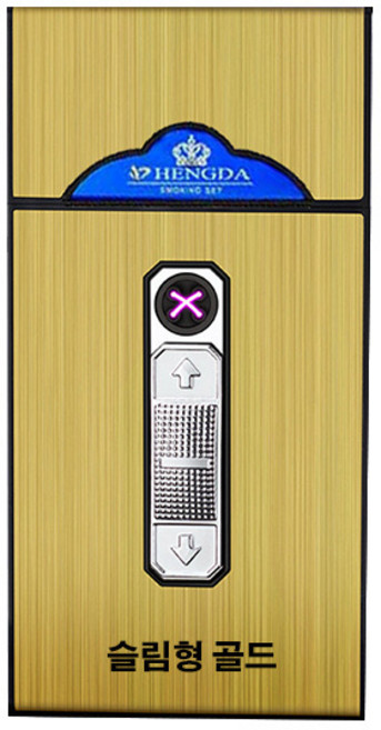 담배케이스 플라즈마 라이터 아크 일체형 신형 충전 지포 고급라이터, 담배케이스플라즈마라이터슬림형-골드, 1개