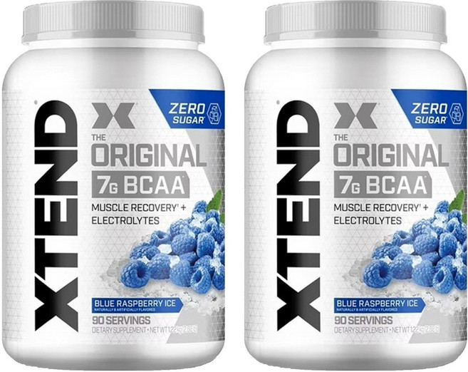 엑스텐드 더 오리지널 7G BCAA 파우더 머슬 리커버리 + 엘렉트롤리츠 블루 라즈베리 아이스, 1.215kg, 2개