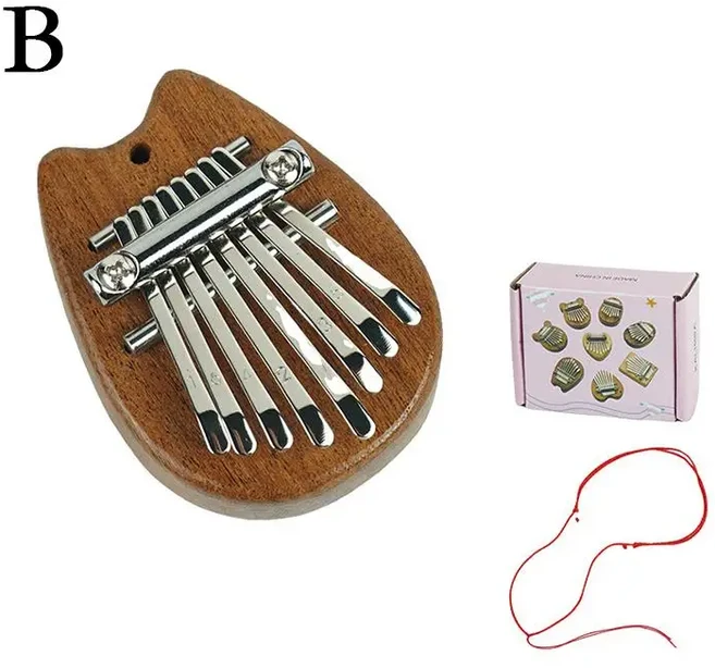 초보자용 미니 나무 손가락 피아노 8 음색 칼림바 핸드 피아노 크리스마스 음악 선물 키보드 악기 어린이, 03 cat