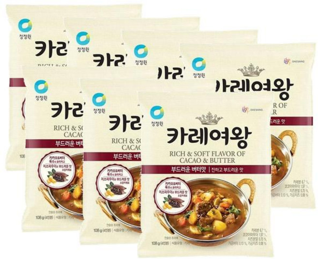 청정원 카레여왕 부드러운 버터맛 분말, 7개, 108g