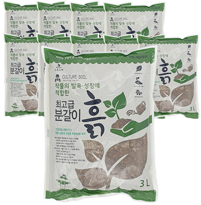 초록스타 분갈이흙 3Lx10포 식물 화분 화초 원예 화훼 상토 배양토, 10포