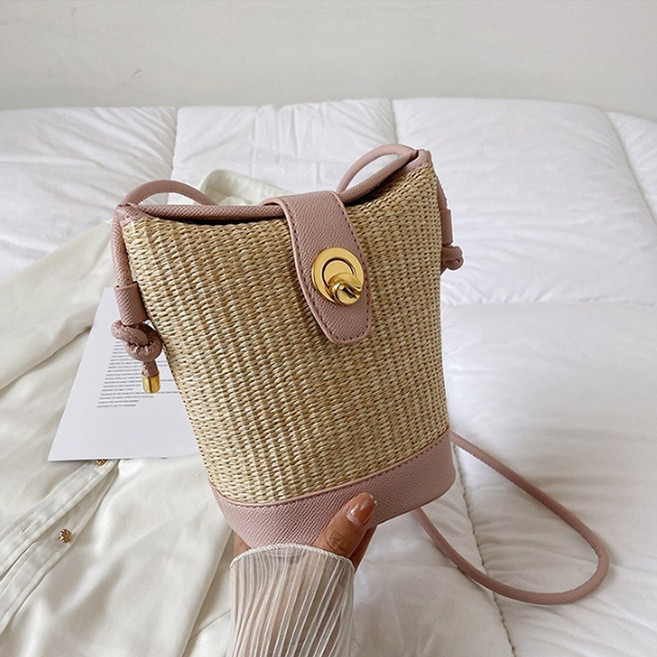 글램디브 티베이 A2217 라탄 가죽 배색 원통 크로스백 여성가방 데일리가방 심플가방