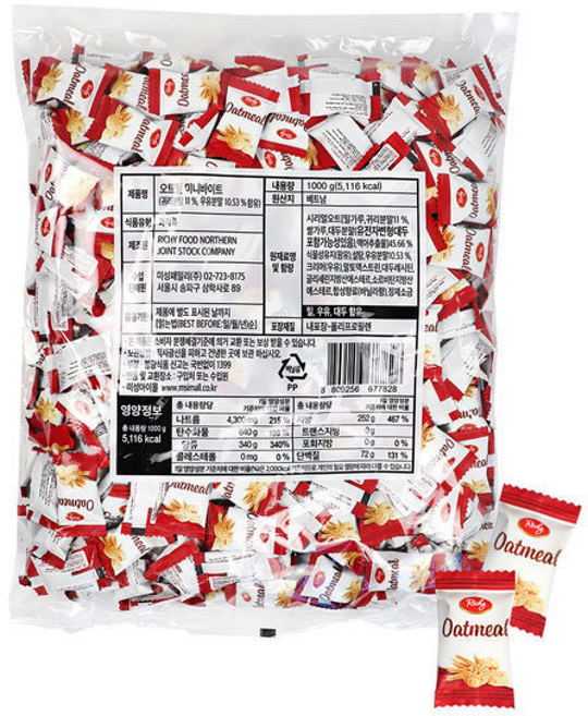 오트밀 미니 바이트 귀리 대용량 과자 /M, 1kg, 1개