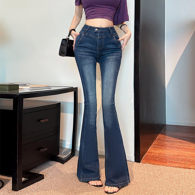 해피유통 여성용 추동 슬림핏 골반패드 하이웨스트 스판 부츠컷 팬츠 청바지 LWJ