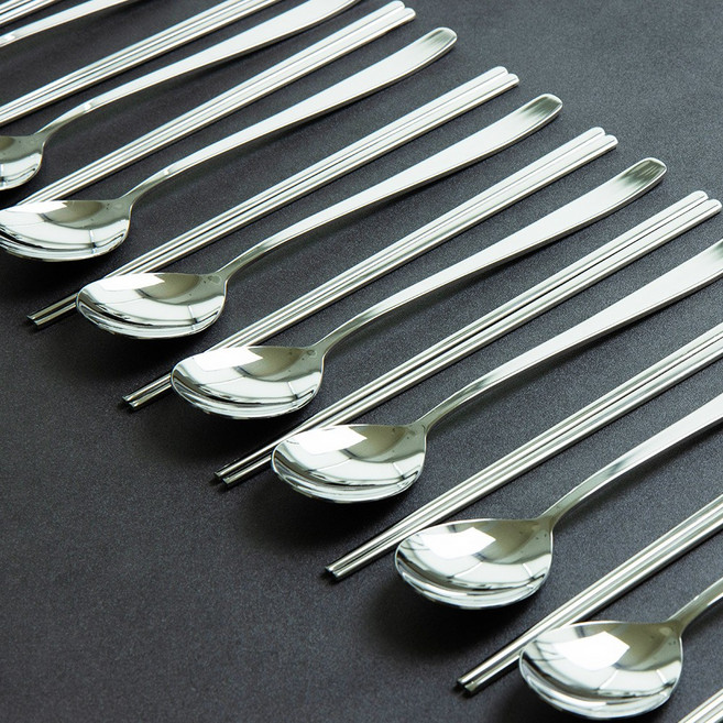 한국도자기리빙 네오라운드 스텐 수저세트 5벌 숟가락 젓가락, 1세트, 스테인레스, 기본포장