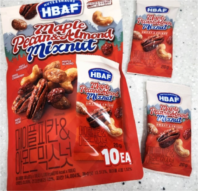 HBAF 바프 메이플 아몬드 피칸 믹스넛점보, 20g, 20개
