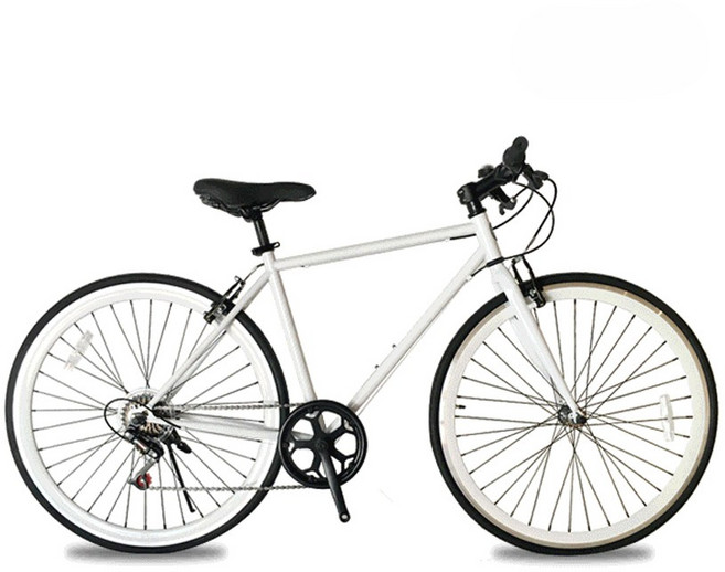 하이브리드 자전거 7단 입문용 출퇴근 통학, 화이트, 1박스, 168cm
