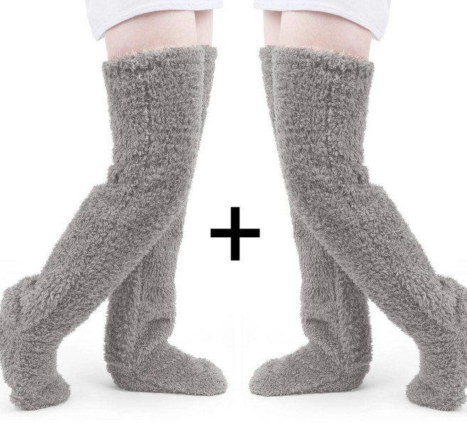 1+1 폴드래블 롱 후리스 수면양말 무압박 발따수워머 임산부 양말