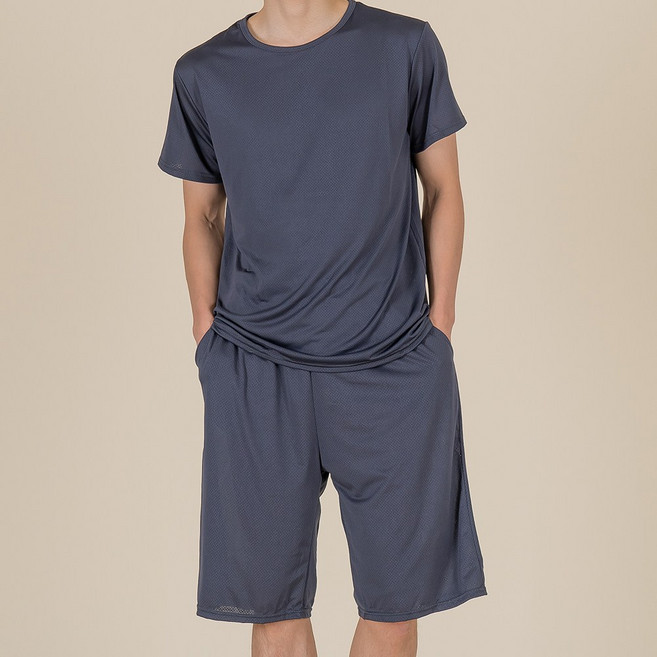 우일 민트코코아 남성용 냉감 도트펀칭 잠옷세트