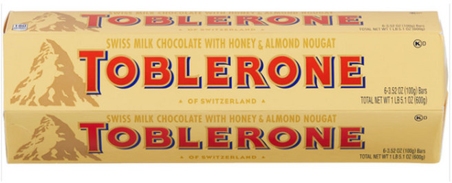 토블론 스위스 밀크 초콜릿 바 허니 아몬드 너겟 Toblerone, 6개, 100g