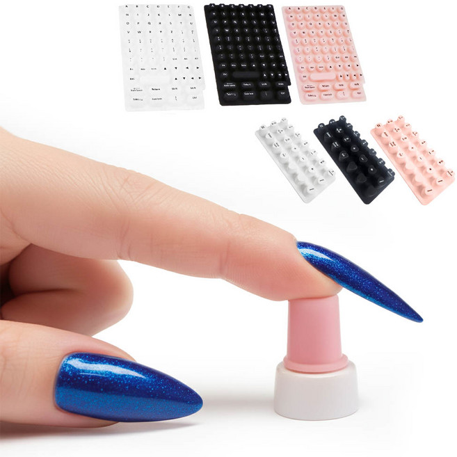 깔끔더하기 네일아트 키보드 키캡 실리콘 스티커, 화이트, 풀구성, 일반형