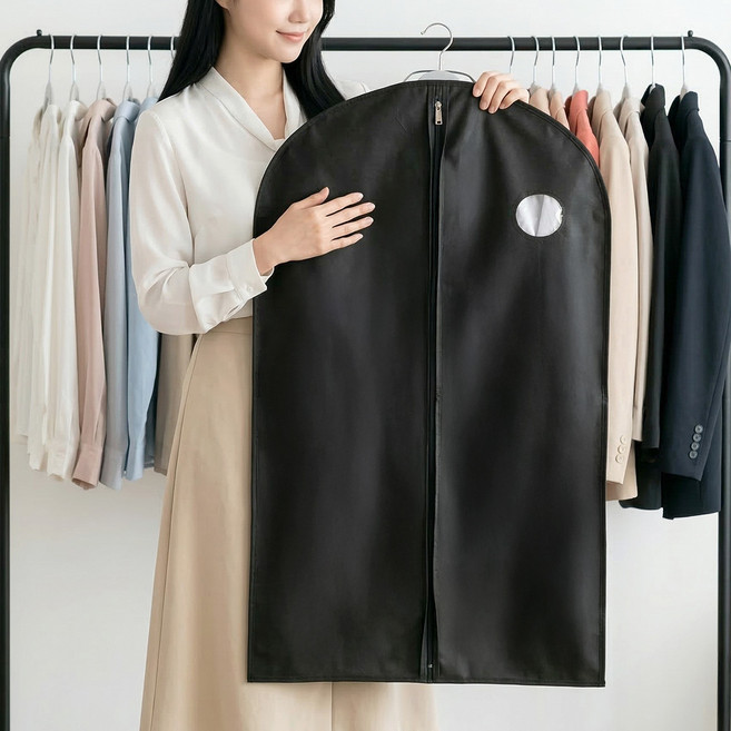 아모란나 더베스트 부직포 옷보관 옷커버 블랙, 1개, 5개입