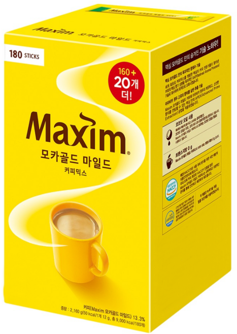 맥심 모카골드 커피믹스 12gx180T 동서식품, 12g, 180개입, 1박스