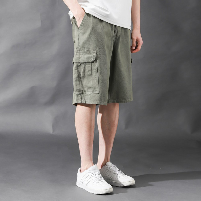 후앙스 버뮤다 면 와이드 카고 5부 밴딩 반바지 GZCP-5173