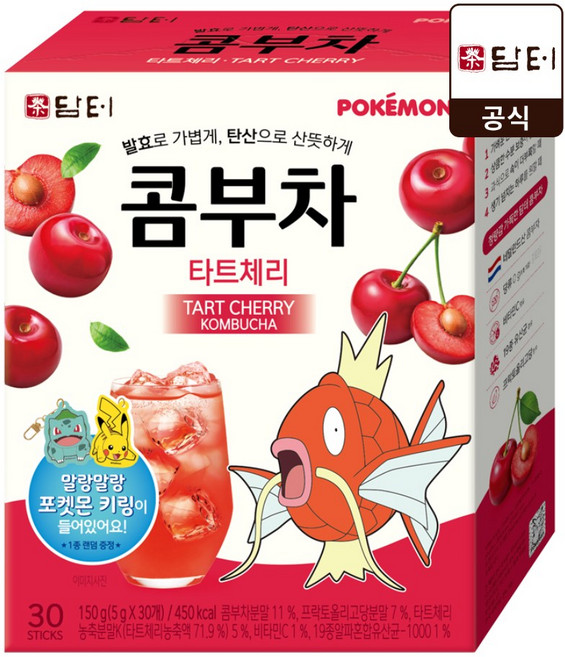 담터 포켓몬 콤부차 타트체리맛, 1개, 30개입, 5g