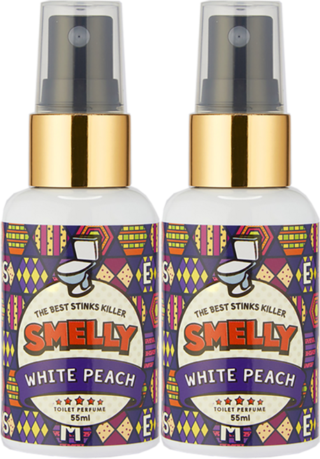 스멜리(SMELLY) 화장실용 탈취제 방향제 토일렛퍼퓸 화이트피치, 55ml, 2개