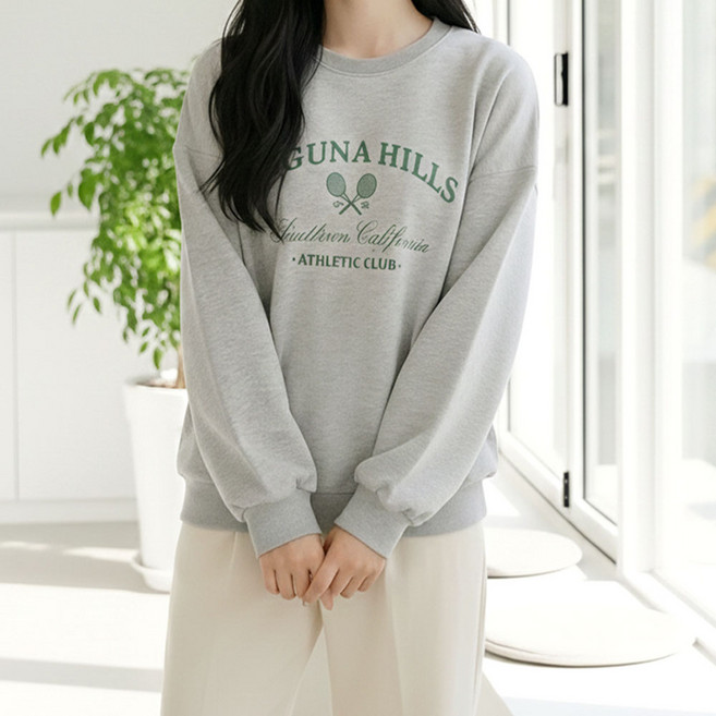 라구나 테니스나염 라운드넥 맨투맨