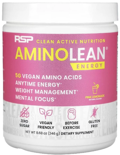 RSP 뉴트리션 AminoLean 에너지 핑크 레모네이드 246g, 1개 - 쿠팡