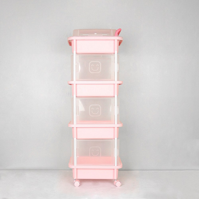 큐브 이동식 수납 정리함, 4단(일반형), 핑크