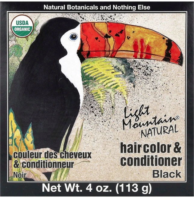 라이트 마운틴 내추럴 헤어 컬러 & 컨디셔너 블랙 113g (4oz) LTM-10008 - 쿠팡