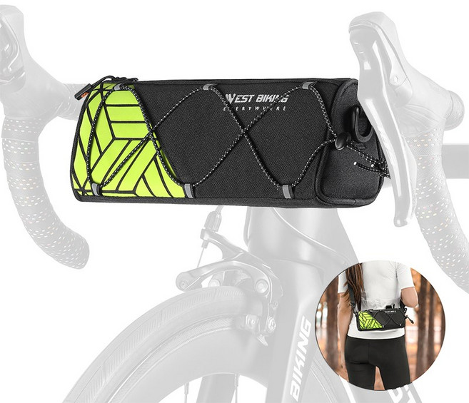 시그니처베이지 자전거 킥보드 반사 핸들바 프레임 가방 YPZ374, 1개, 그린