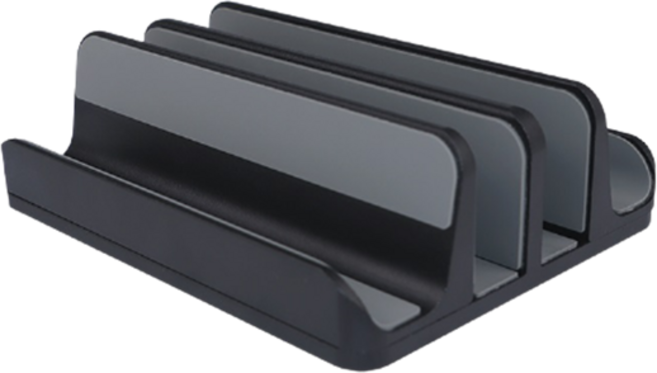 감성공장 버티컬 노트북 맥북 아이패드 태플릿 수직 거치대 스탠드 받침대 알루미늄 클램쉘, 4슬록 블랙, 1개