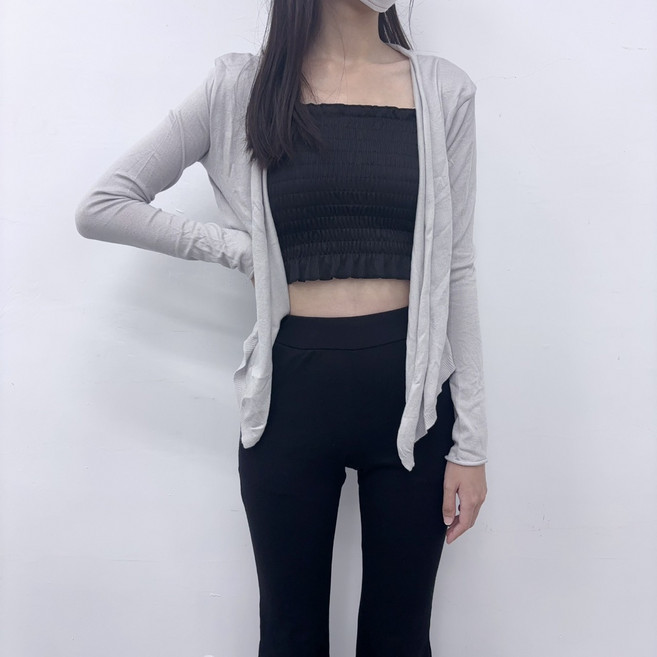 梨卡 女裝 冰絲防曬薄外套 長袖氣質罩衫 修身顯瘦上衣, 灰色-現貨馬上出貨