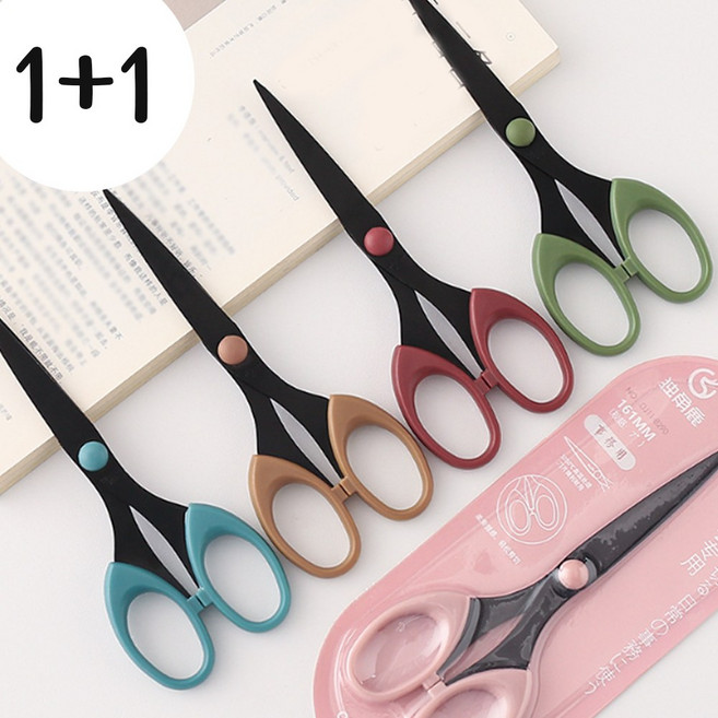 304 스텐 스틸 가위 문구 사무용 다용도 가위, 1개, 올리브2P