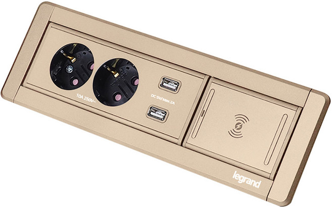 [본사정품] 르그랑 빌트인 콘센트 샴페인골드) 콘센트 2구+USB(무선충전), 02.콘센트2구+USB+(무선충전)_샴페인골드, 1개