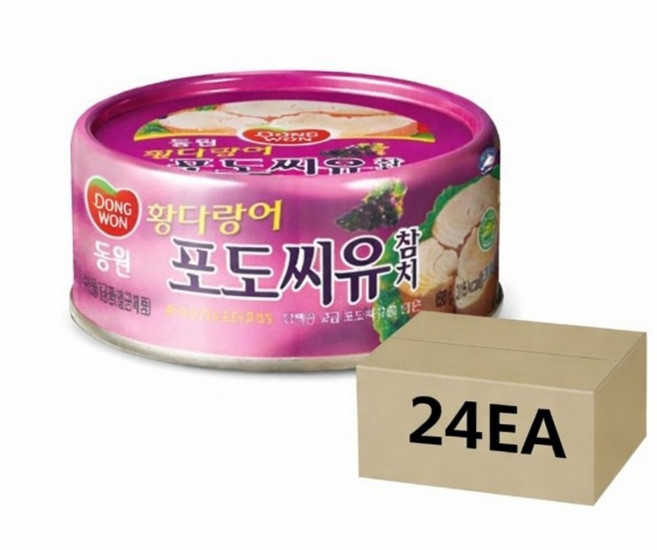 동원 황다랑어 포도씨유 참치캔, 24개, 150g