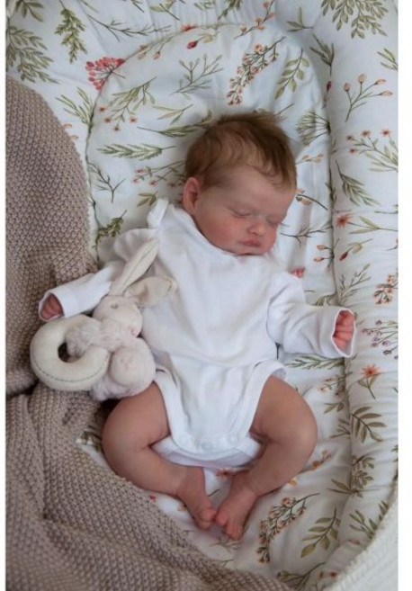 NPK 로잘리 리번 인형 신생아 크기 프리미엄 메이크업 수제 3D 스킨 품질 소장용 아트 18 인치, 45cm, 1개