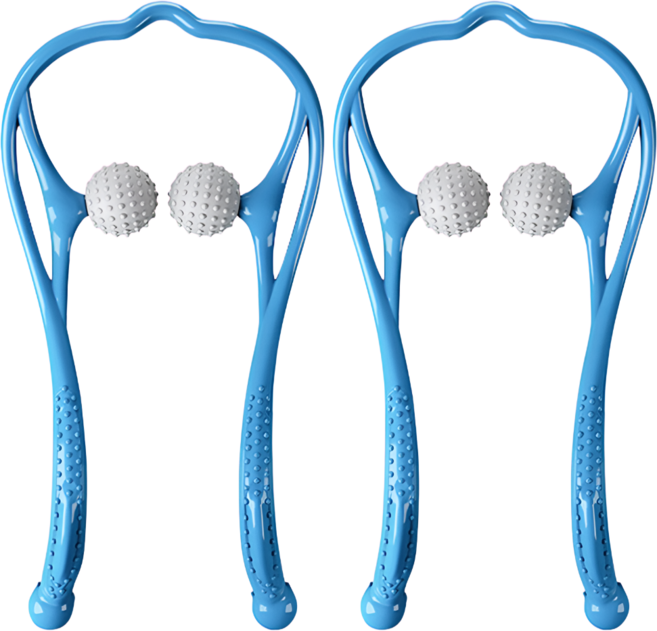 넥포인트 3세대 골프공 목 어깨 경추 마사지기, 블루, 2개