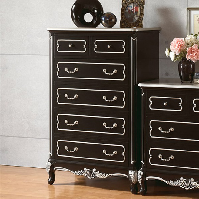 유캐슬 로젠 블랙 엔틱 원목 5단 서랍장, 단품, 상세 설명 참조