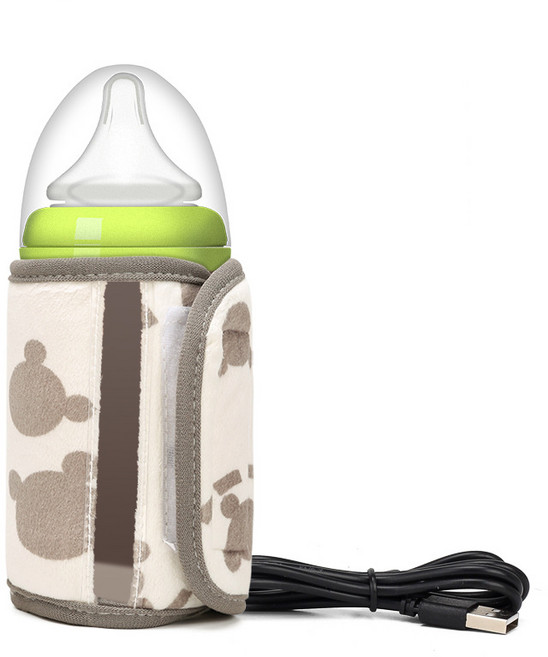 couyor 휴대용 젖병 워머 usb 젖병커버, 캐릭터 그레이, 1개