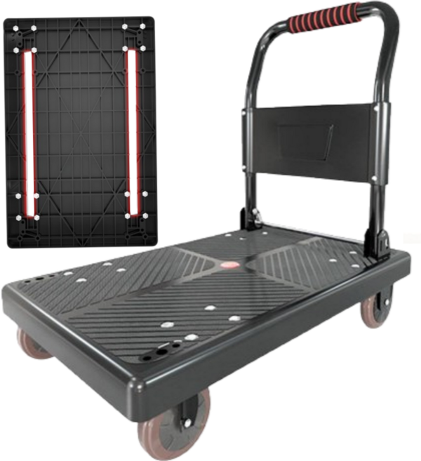 로한스 저소음 핸드카트 접이식 손수레 구루마 미끄럼방지, 블랙대형(72x48), 1개