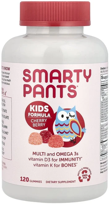 스마티팬츠 어린이용 포뮬라 종합 및 오메가3 체리 베리 구미젤리 120개, 1개, 120정 - 쿠팡