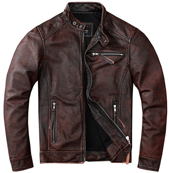 Makone 트림피 복고 맷돌 빈티지 리얼가죽코트 남성숏 루즈핏 가죽자켓